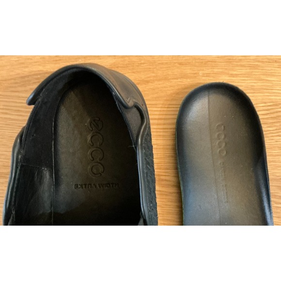 ECCO Black Woven Leather Slip On Loafers Made in Portugal Men's 12 EU 46 - Picture 9 of 10